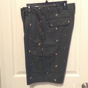 Bass Olive green beer stein cargo shorts